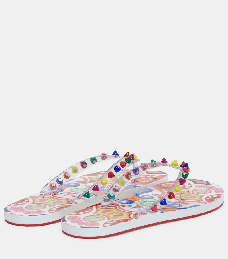 CHRISTIAN LOUBOUTIN Loubi Flip Spikes Thong Sandals in Multicoloured