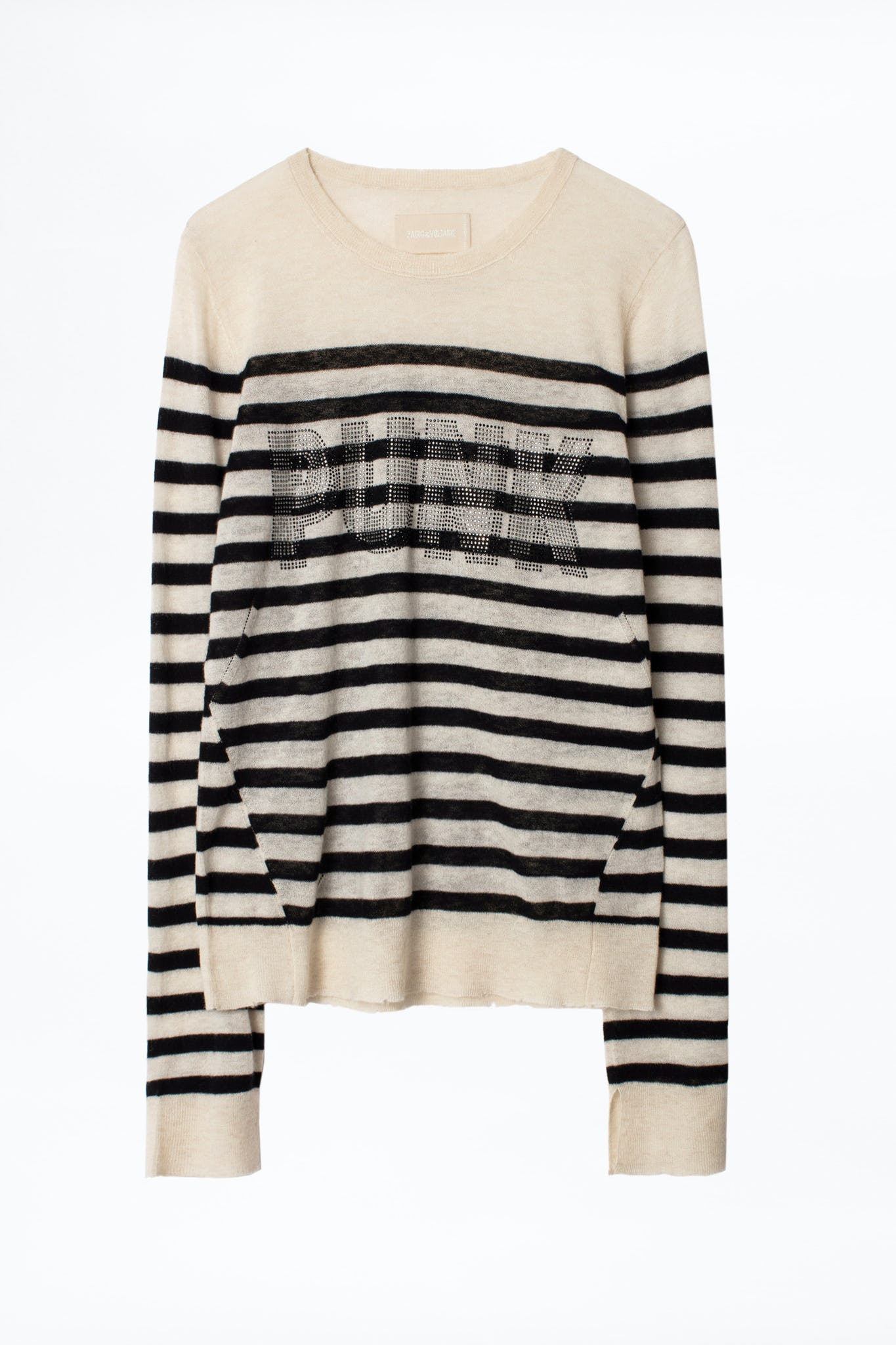 ZADIG & VOLTAIRE Source Stripes Punk 3D Strass Cashmere Sweater 