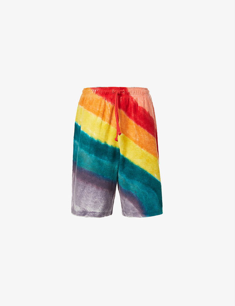 ACNE STUDIOS Flack Rainbow-Print Cotton Shorts in PASTELPINK | Endource