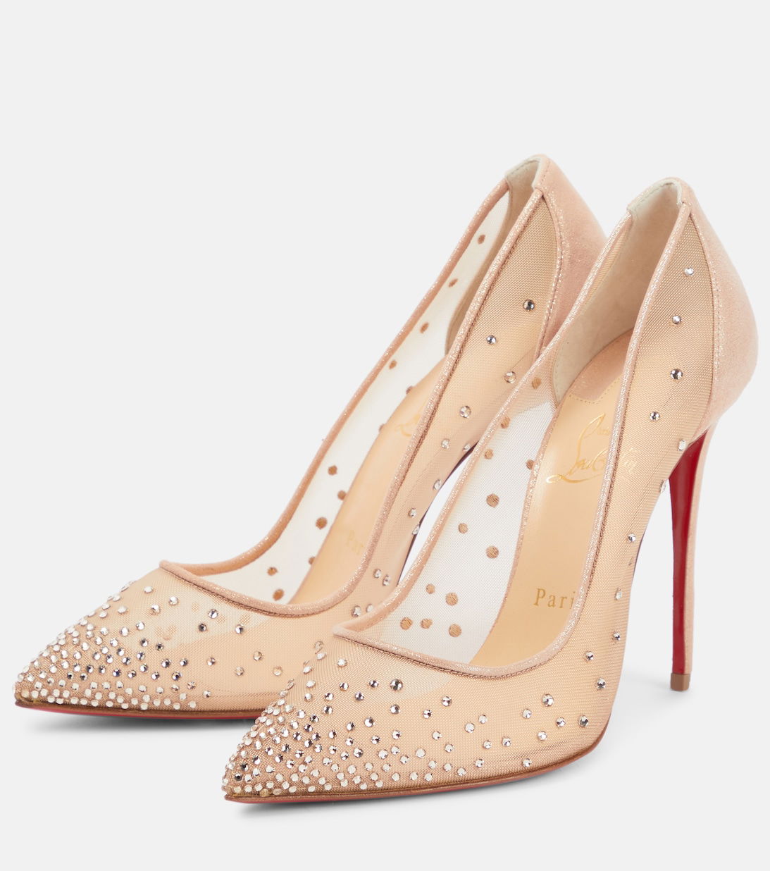 Christian Louboutin Follies Crystal Suede-Trim Flat