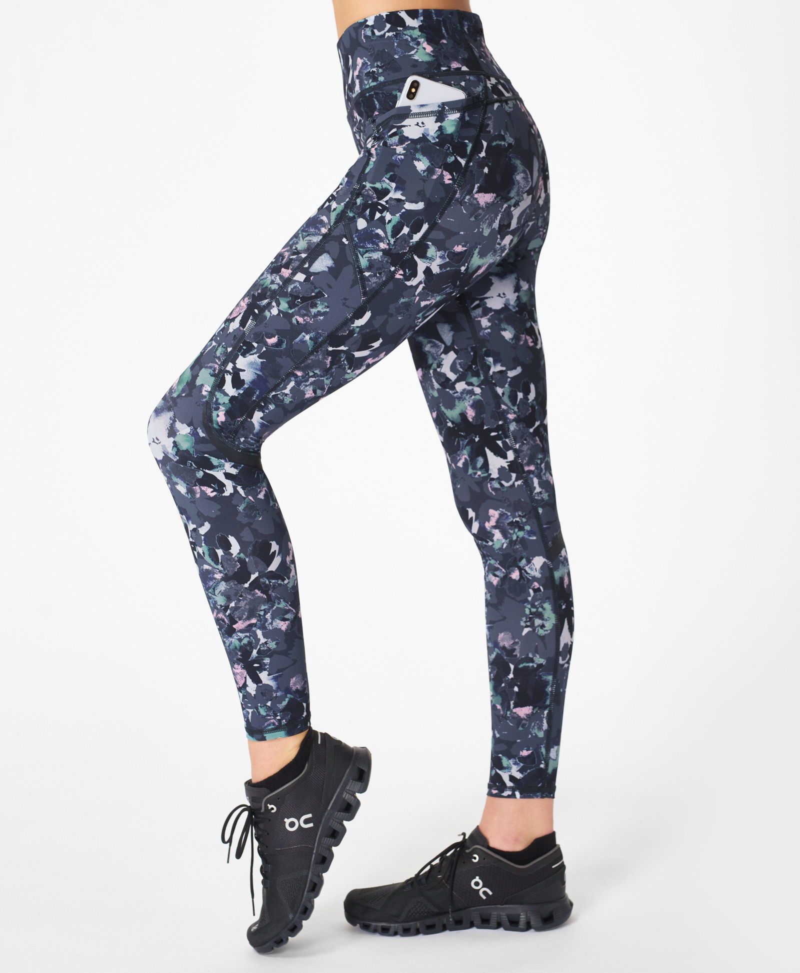 SWEATY BETTY Zero Gravity High-Waisted 7/8 Running Leggings in Blue Animal  Fragment Print