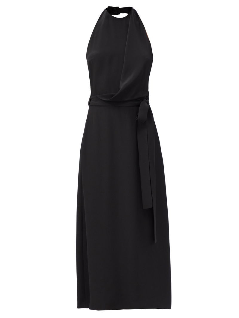 RAEY Halter-Neck Draped-Front Wraparound Silk Dress | Endource