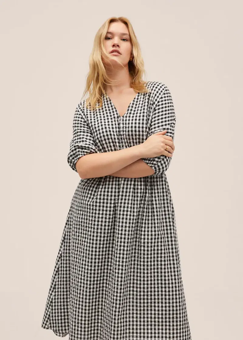 mango checked cotton dress 40% off Gingham Check Cottoned Select Shoes Size:46 smarttag_dresses Black and White Mother Made from soft cotton