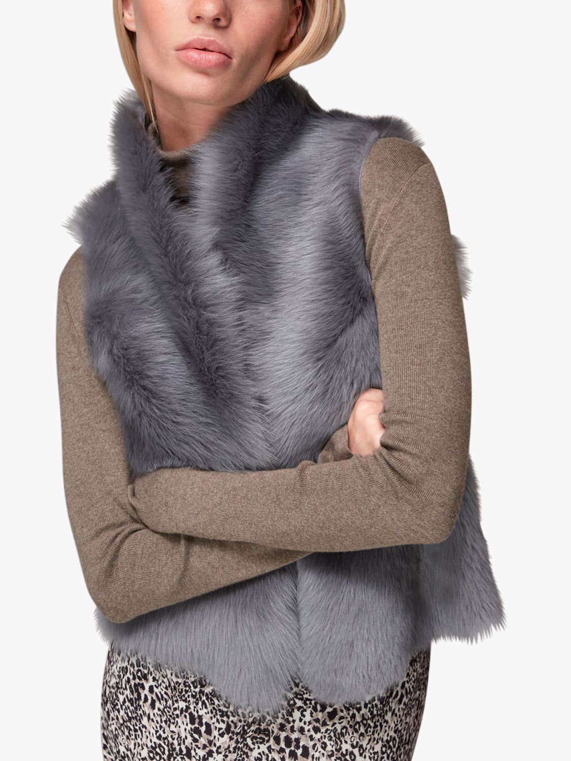 WHISTLES Toscana Sheepskin Leather Gilet in Grey Endource