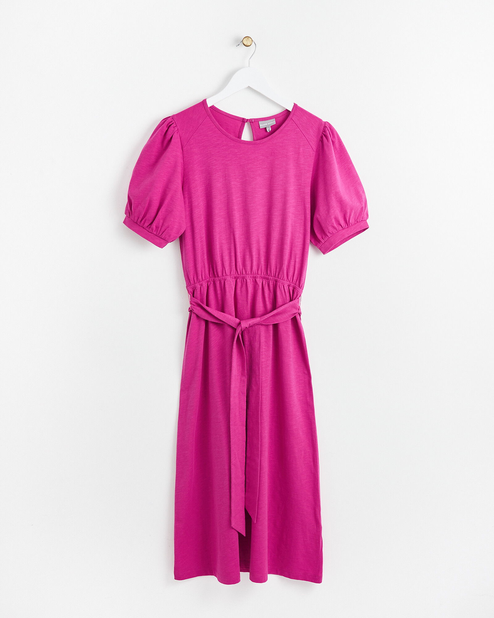 OLIVER BONAS Puff Sleeve Midi Dress in Pink Endource
