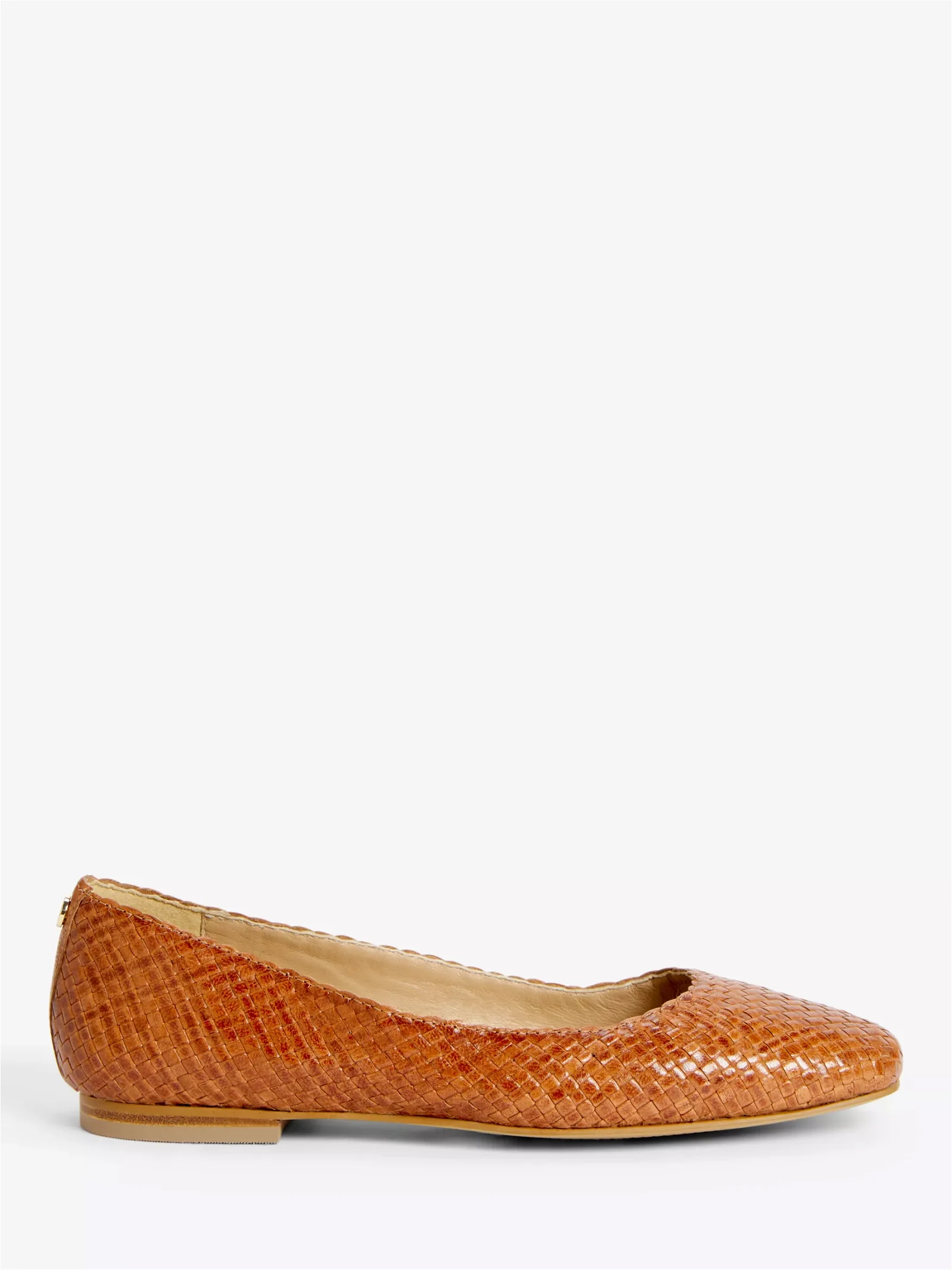 John Lewis Holly Leather Woven Ballerina Pumps, Gold at John Lewis