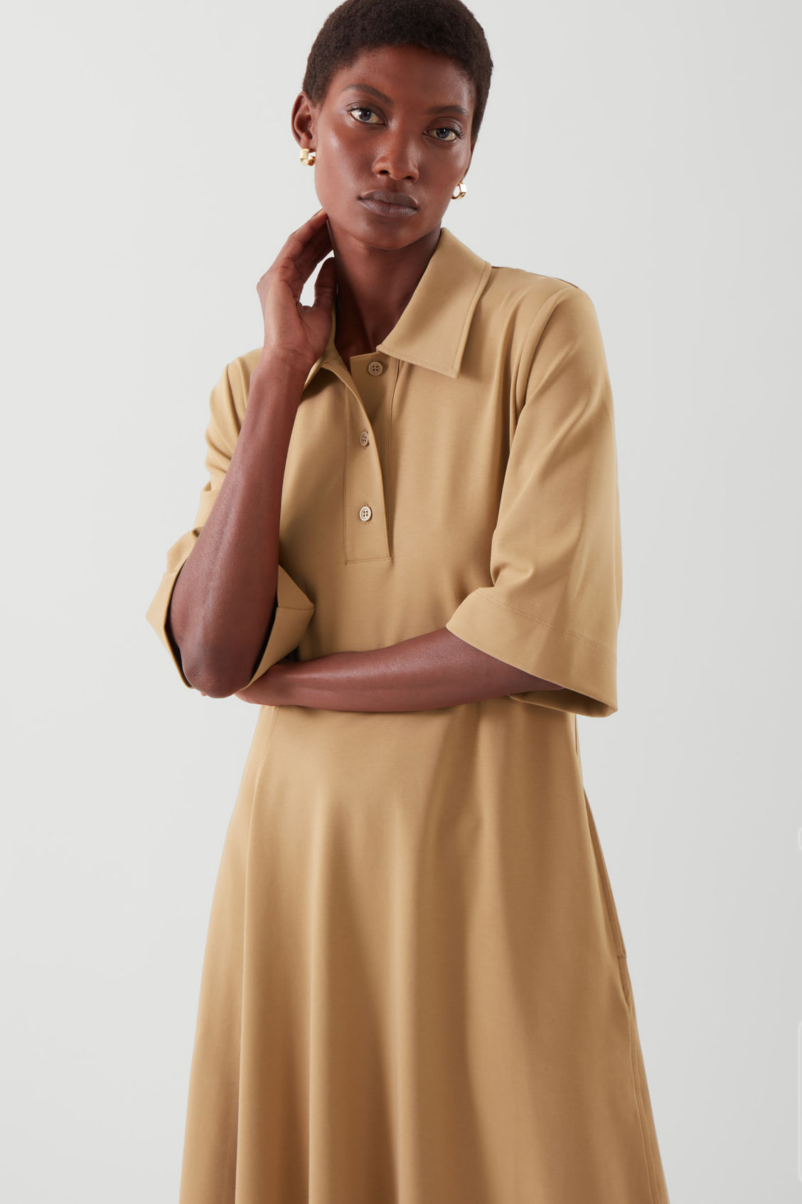 cos flared polo shirt dress mini flare polo dress – somewear in between main image 0