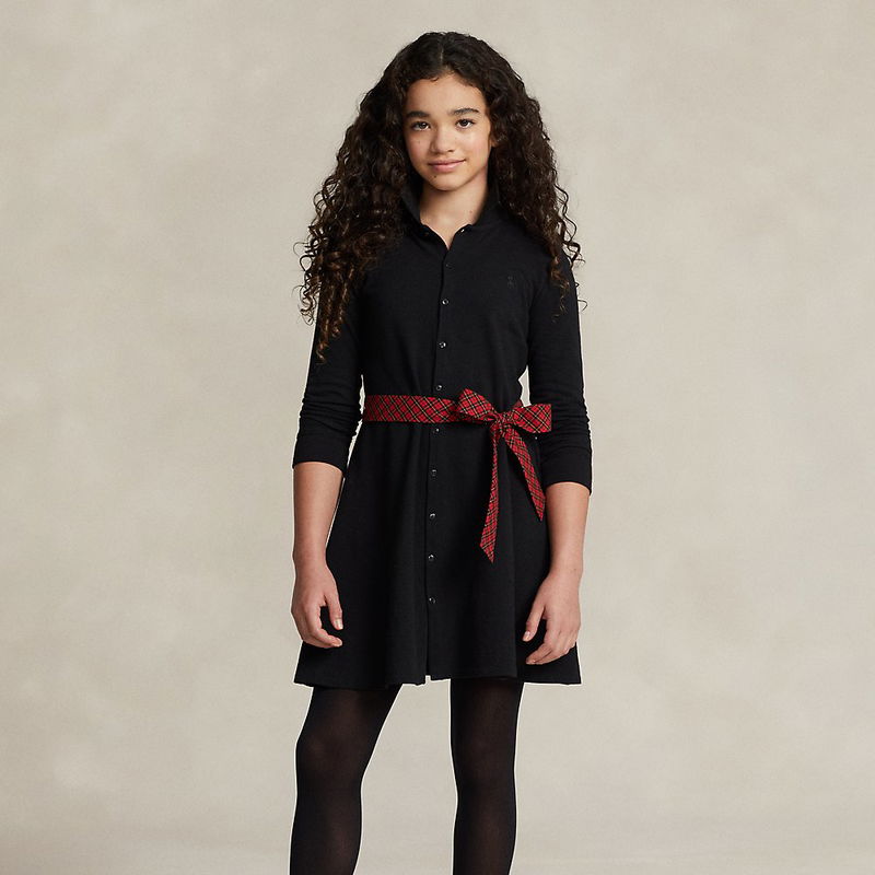 RALPH LAUREN Plaid-Sash Knit Oxford Dress | endource RALPH LAUREN Plaid-Sash Knit Oxford Dress | endource