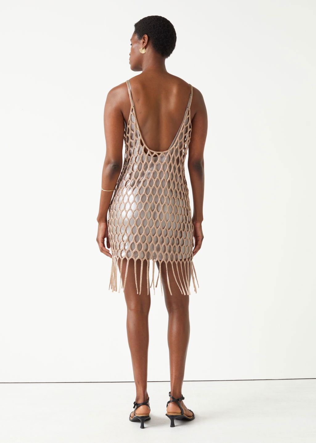 layered beaded slip mini dress 40% off & OTHER STORIES up corset back Hem/Train