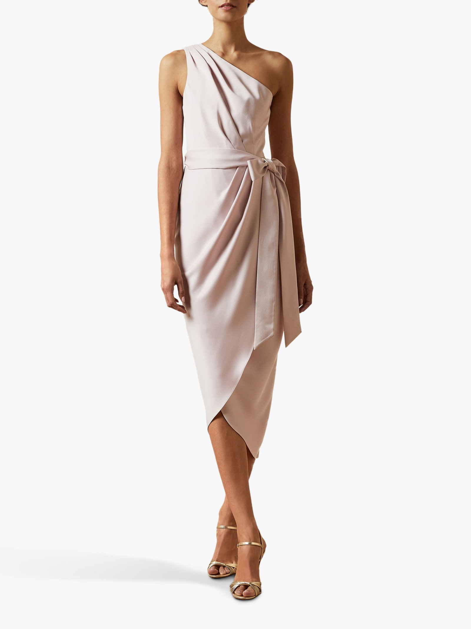 TED BAKER Gabie One Shoulder Drape Midi Dress | endource
