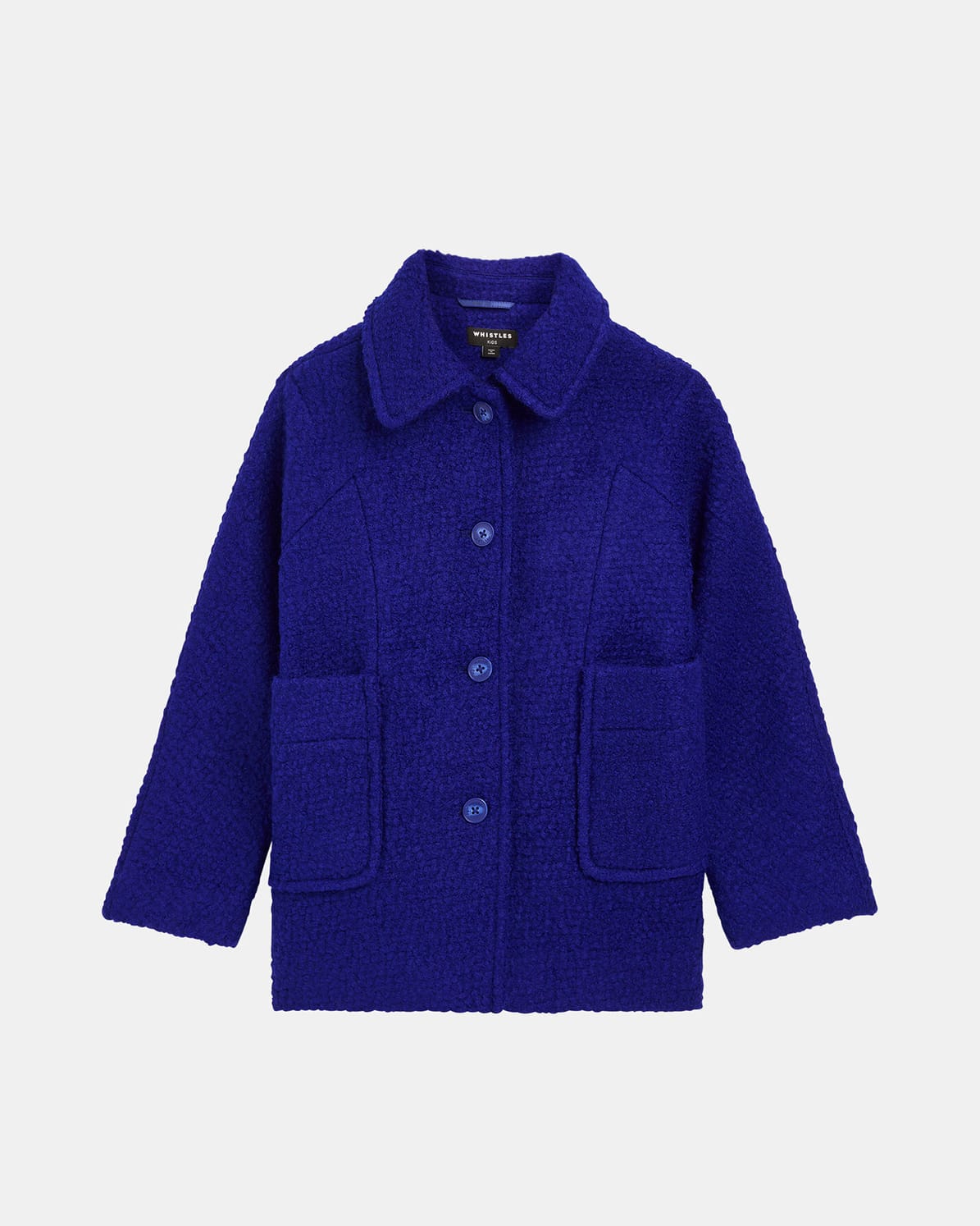 WHISTLES Daisy Boucle Coat in Blue Endource