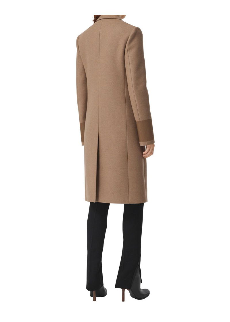 BURBERRY Cuff Detail Camel Hair Wool Tailored Coat endource