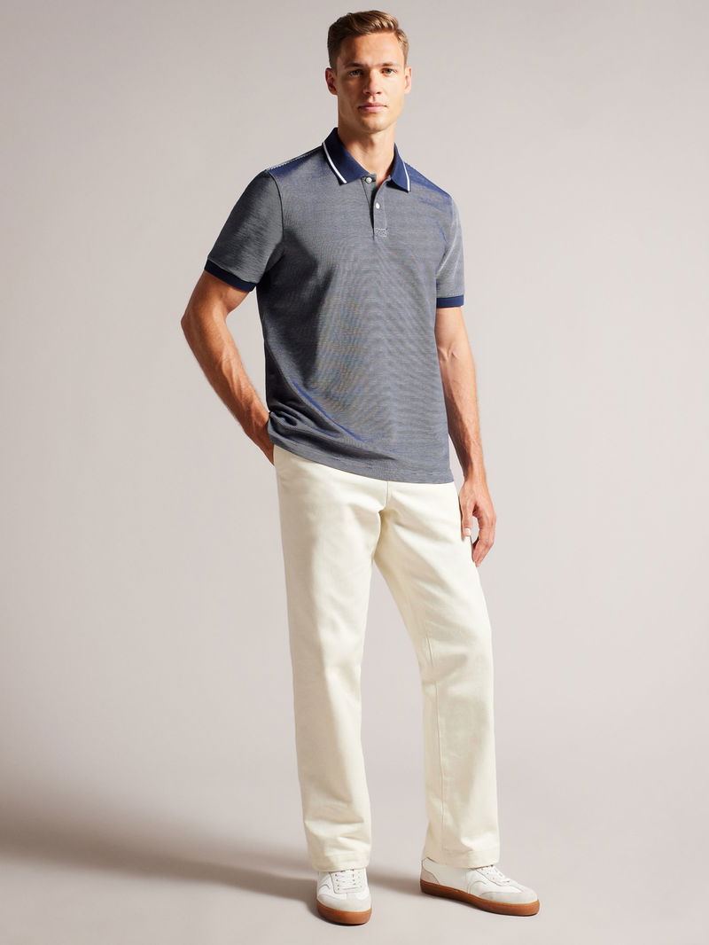 TED BAKER Ellerby Stripe Polo Shirt in Navy/White | Endource