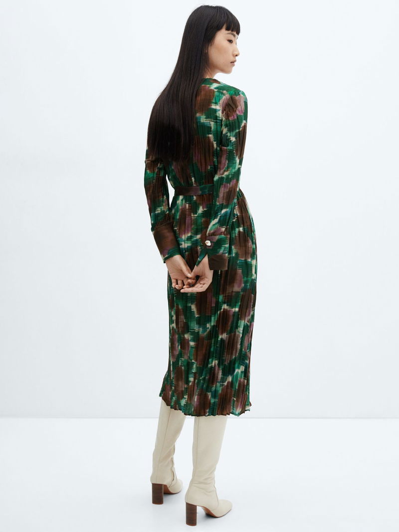 mango cotton pleated midi dress MANGO Premium Cotton Pleat Detail Midi Dress