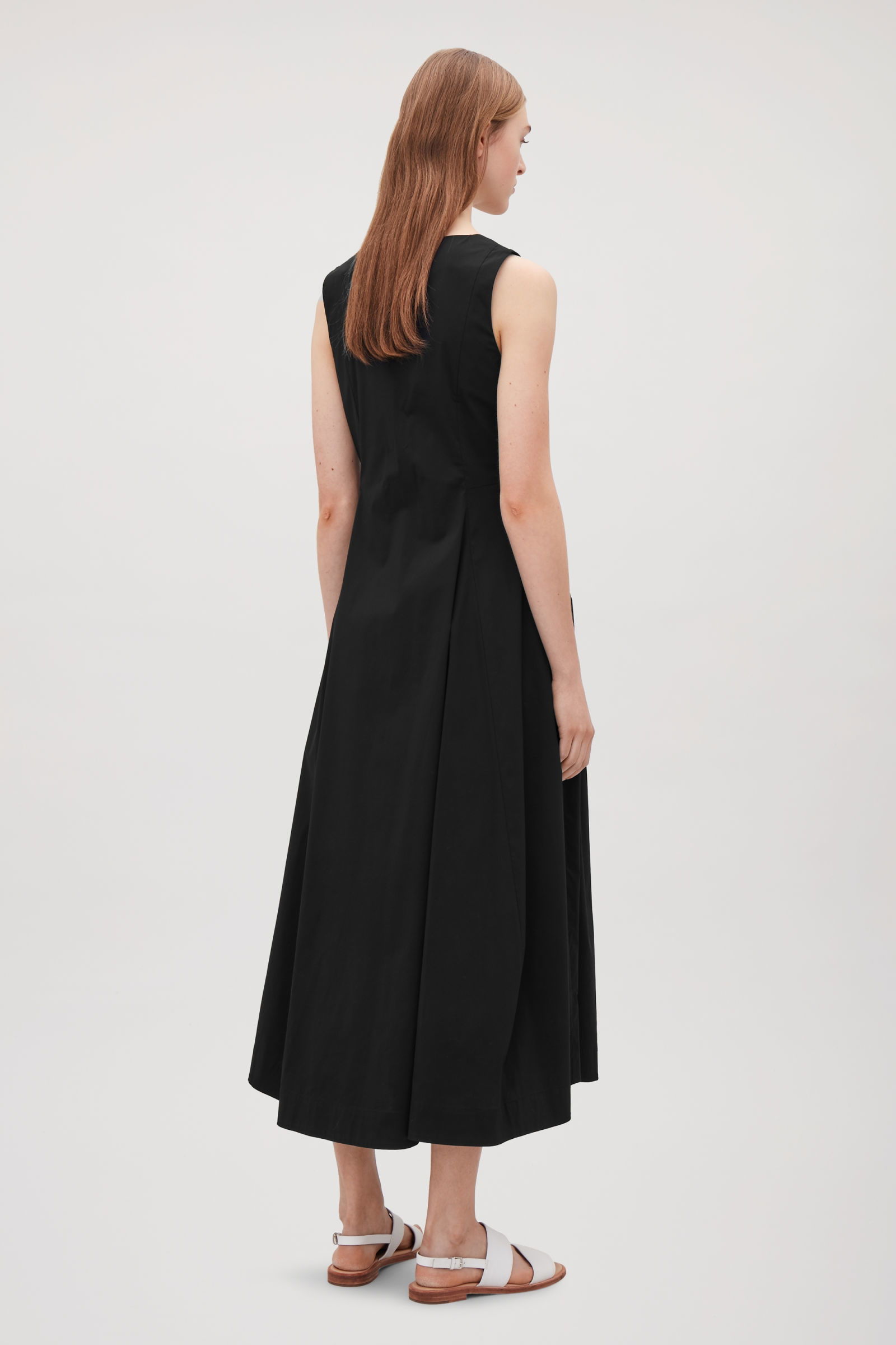 green emerald velvet dress COS Sleeveless Pleated Mini Dress, Black, 8 main image 0