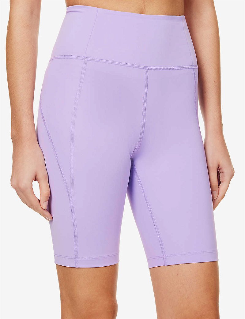 GIRLFRIEND COLLECTIVE High-Rise Exposed-Seams Stretch-Woven Shorts in  BOUGAINVILLEA