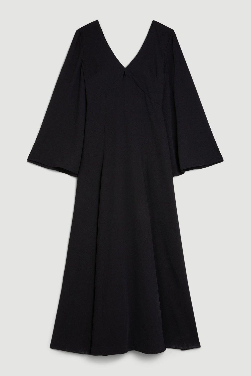 KAREN MILLEN Kimono Sleeve Woven High Low Maxi Dress in Black | Endource