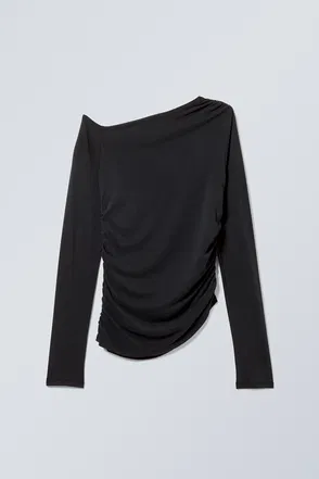 LONG SLEEVE T-SHIRT WITH ASYMETRICAL OPENING IN TULLE – LGN LOUIS