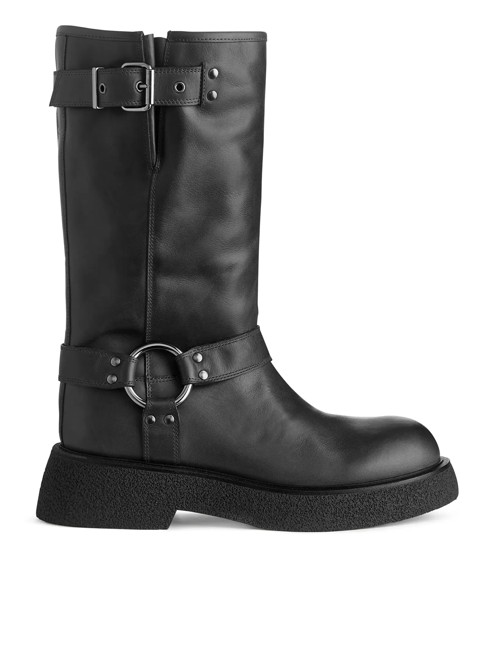 mens black leather biker boots