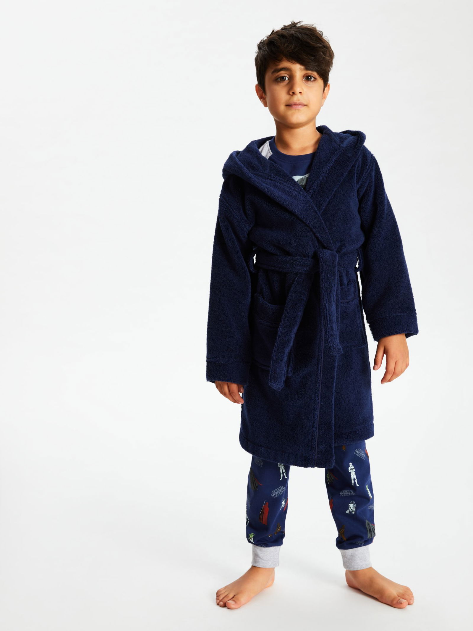 JOHN LEWIS Towelling Dressing Gown in Navy Endource