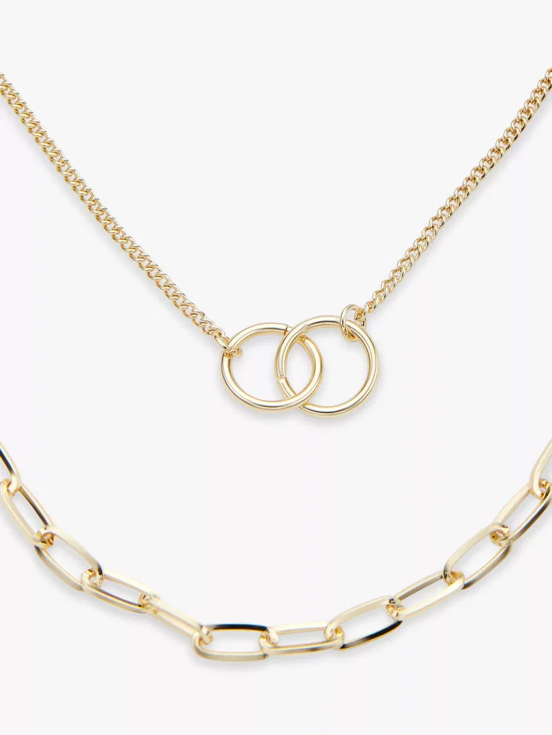 JOHN LEWIS Paperclip Link & Double Circle Chain Layered Necklace in