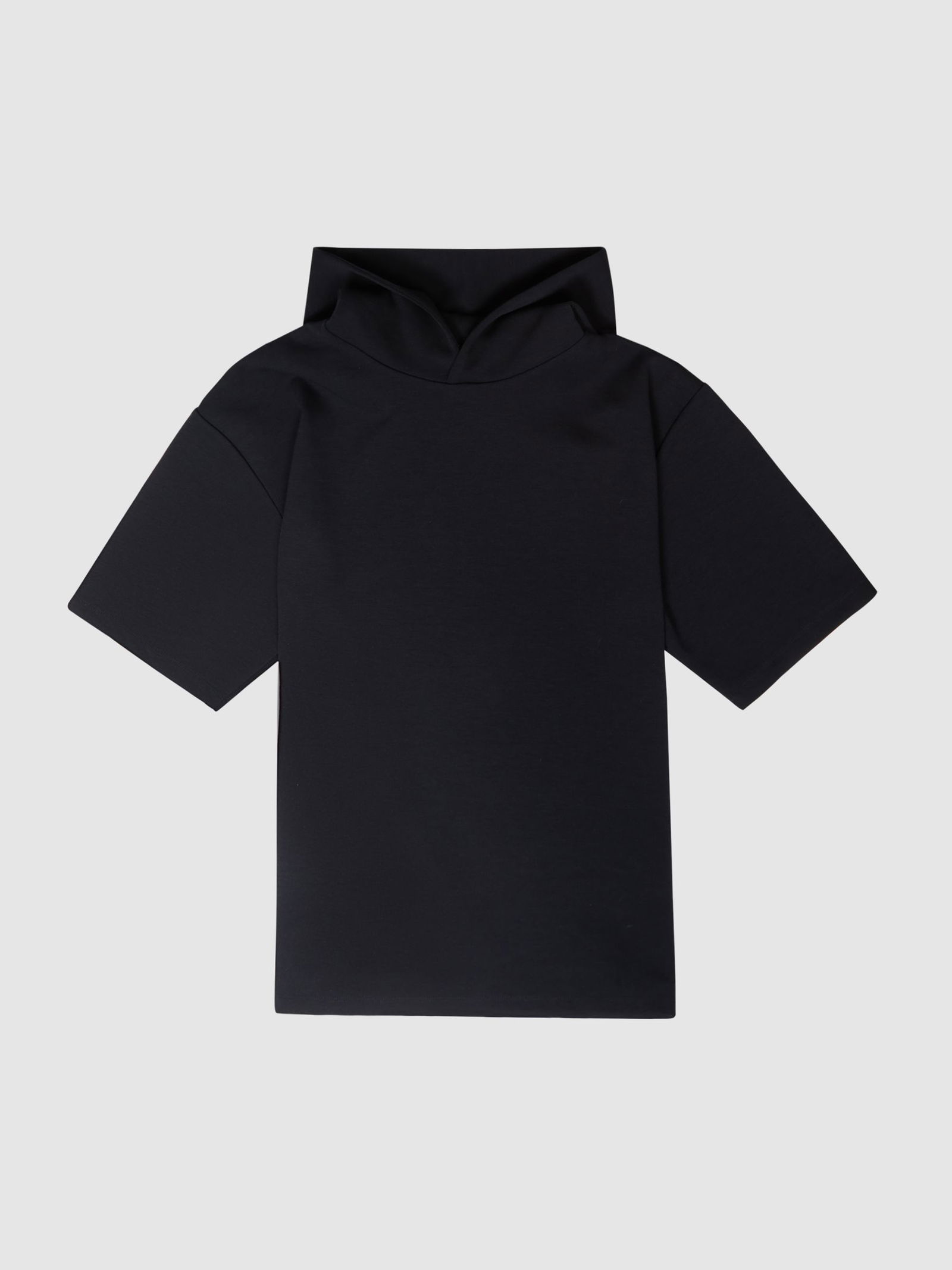 REISS Brett Interlock Short Sleeve Hoodie in Navy | Endource