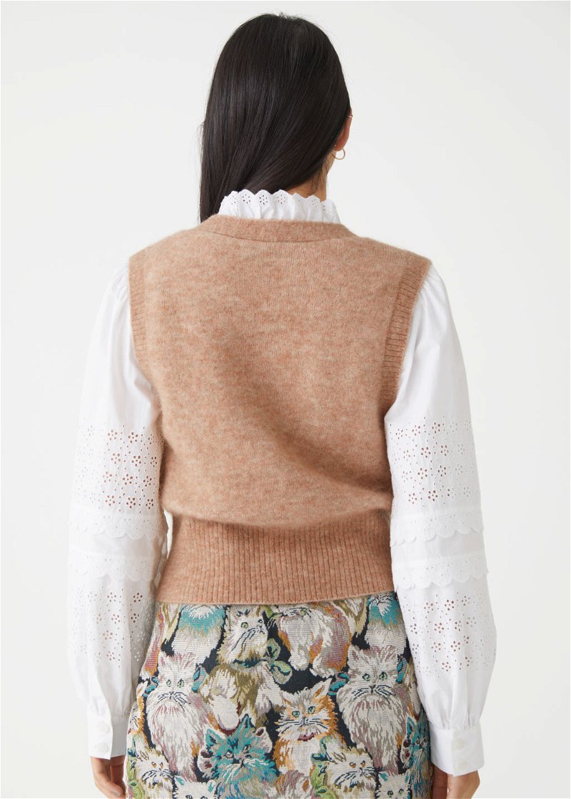 & OTHER STORIES Dolphin Button Knit Vest in Beige | Endource