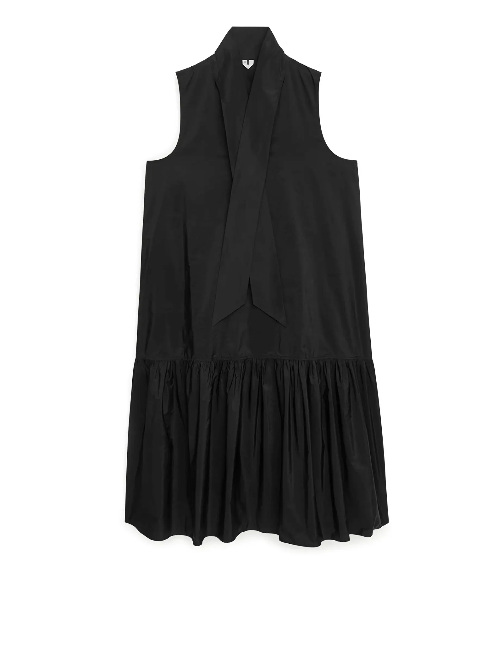 ARKET Neck Tie Tafetta Dress in Black | Endource