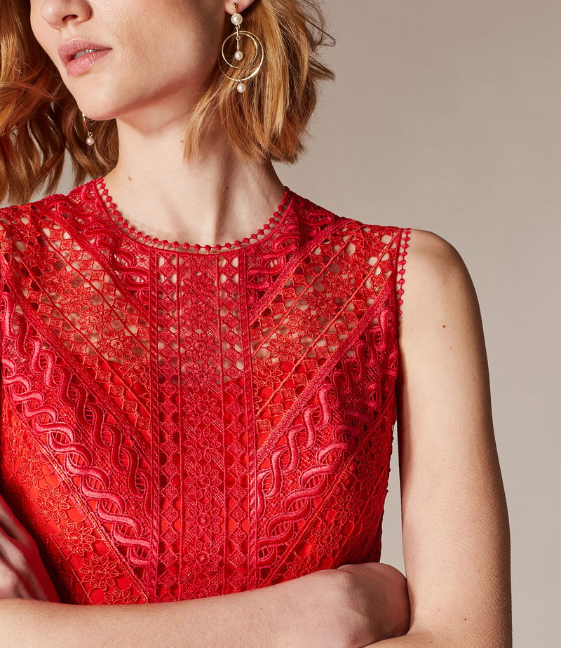 KAREN MILLEN Embroidered Lace Mini Dress | endource