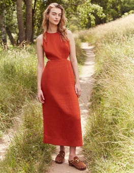 BODEN Cut Out Linen Midi Dress | endource BODEN Cut Out Linen Midi Dress | endource