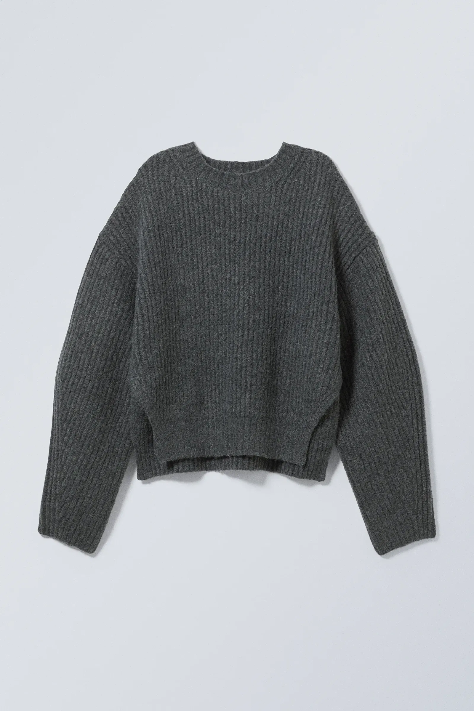 WEEKDAY Ivy Knit Sweater in Dark Grey Endource