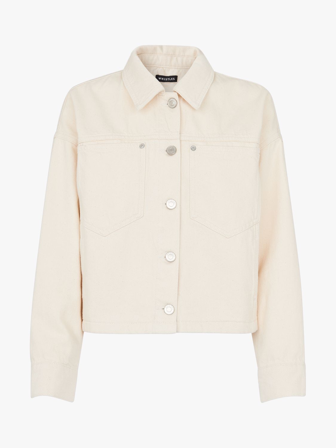 WHISTLES Ella Cropped Denim Jacket in Beige Endource