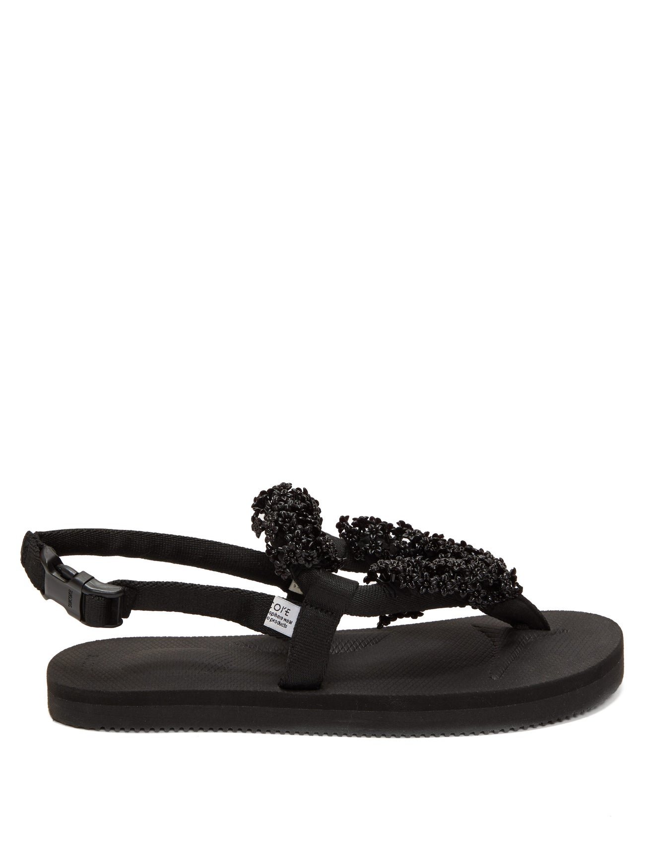 CECILIE BAHNSEN X Suicoke Kat Flower-Beaded Sandals in Black