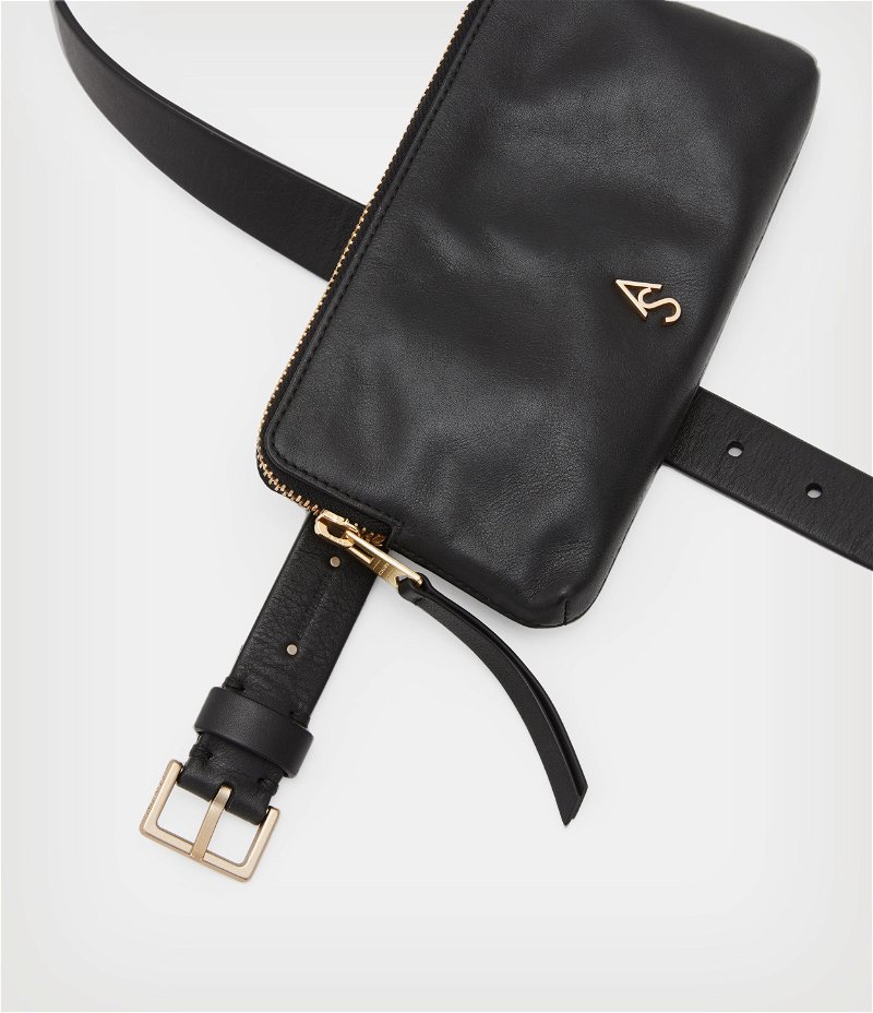 Lila AllSaints Leather Bag Belt Black