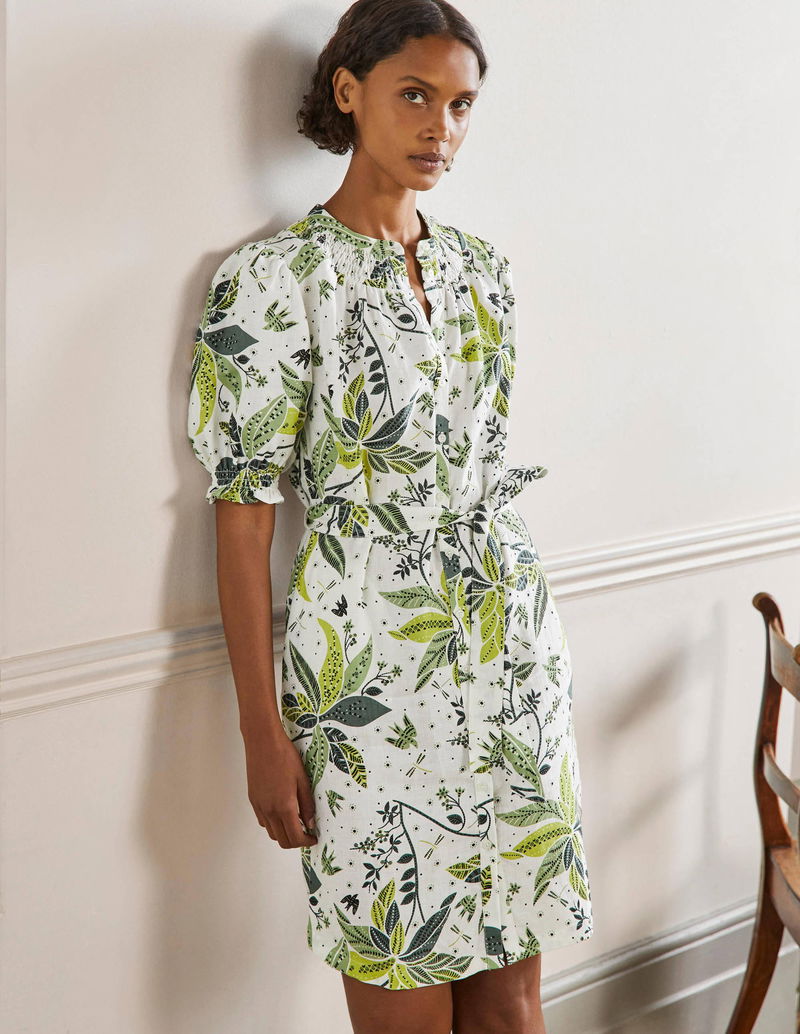 chinese dress ladies Mollie Linen Shirt Dress-Navy main image 1