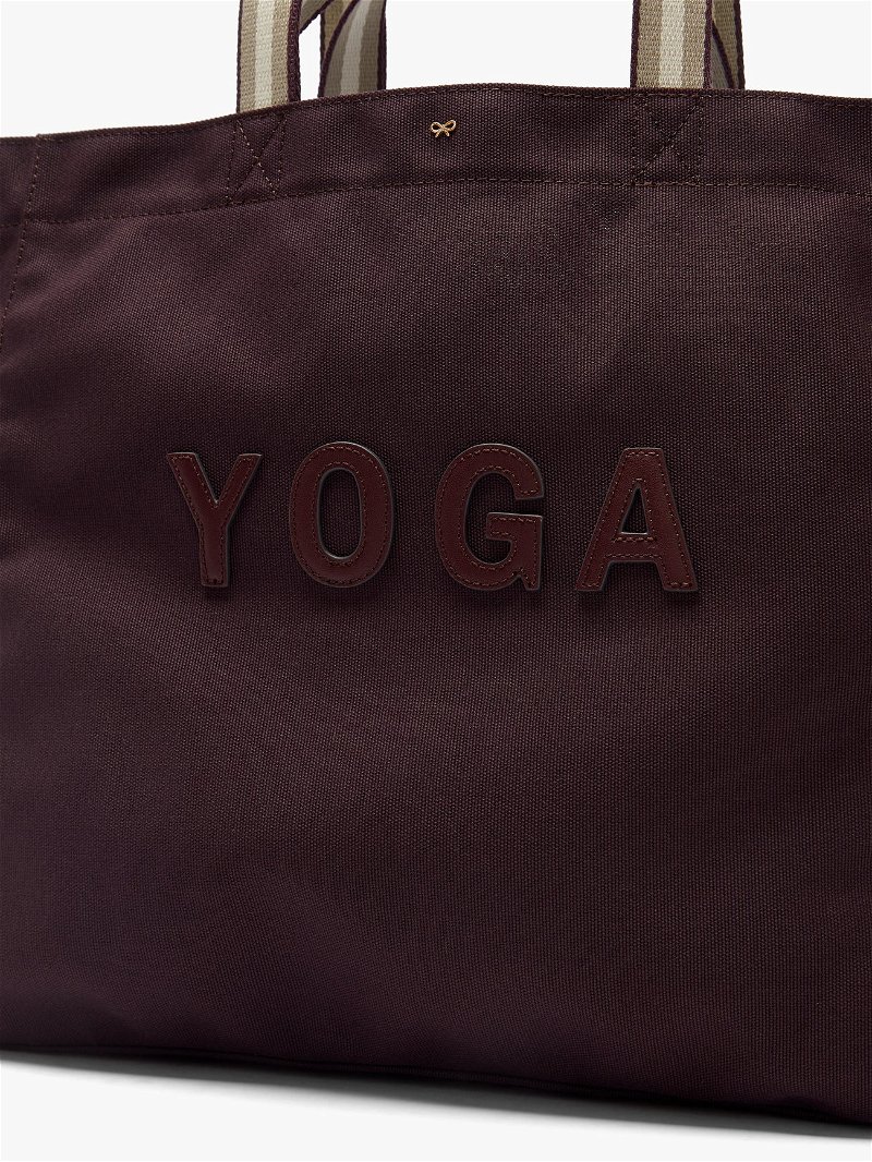 ANYA HINDMARCH Yoga Recycled-Fibre Canvas Tote Bag in Burgundy