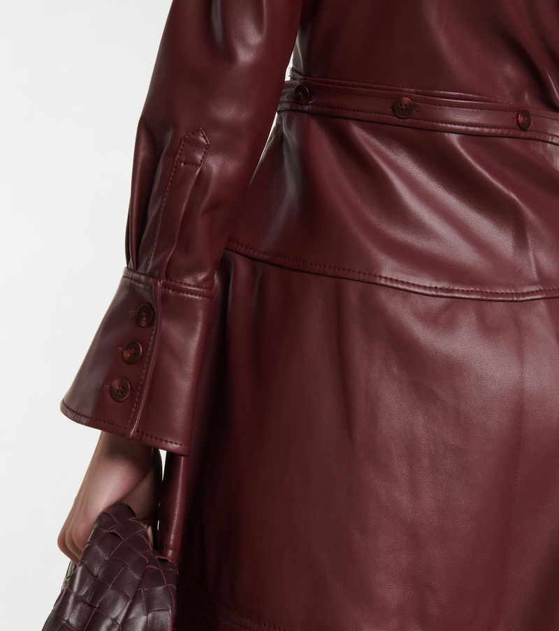 chinese dress ladies Burgundy Faux Leather Ruffle Hem Mini Dress main image 1