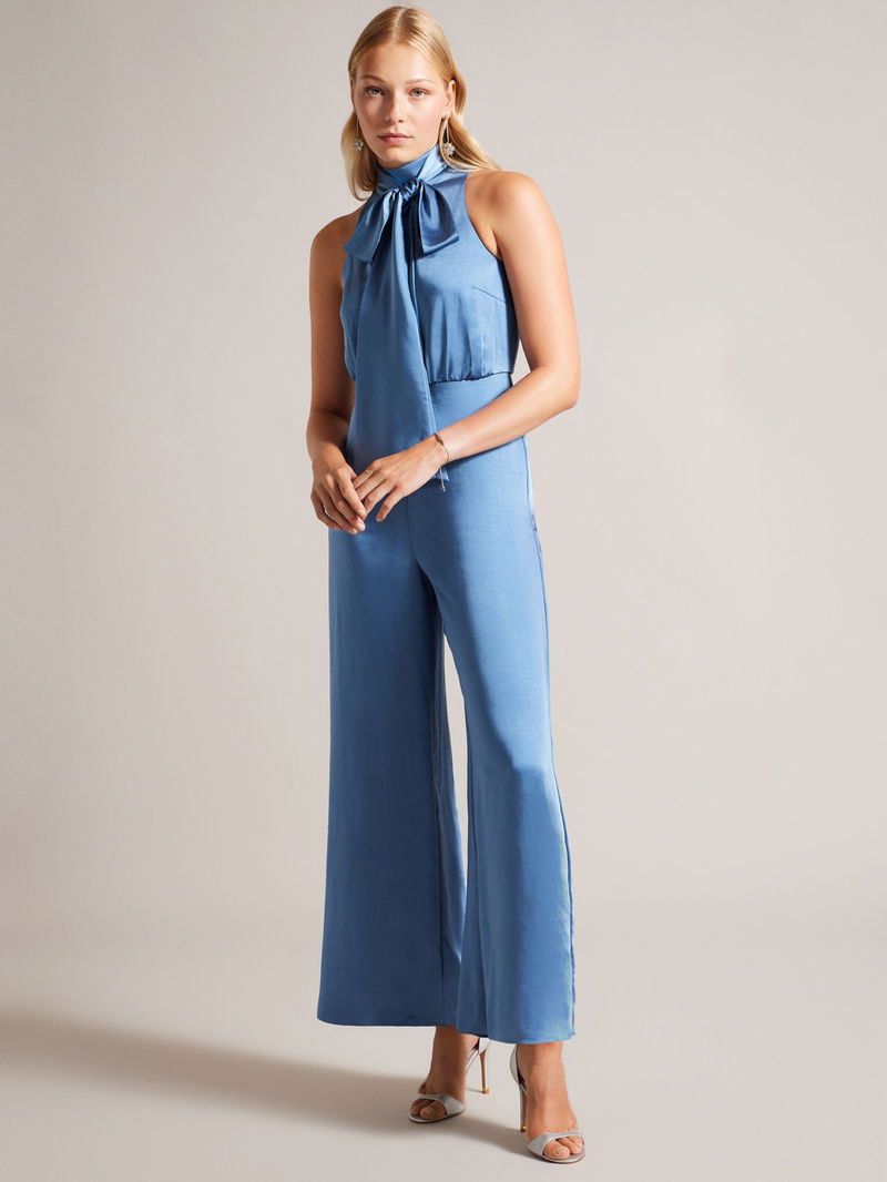 TED BAKER Ambriaa Satin Halterneck Jumpsuit endource