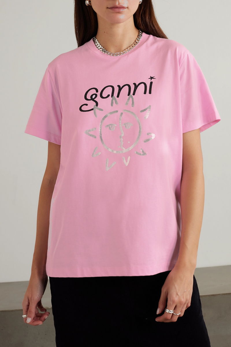 ganni t shirt pink