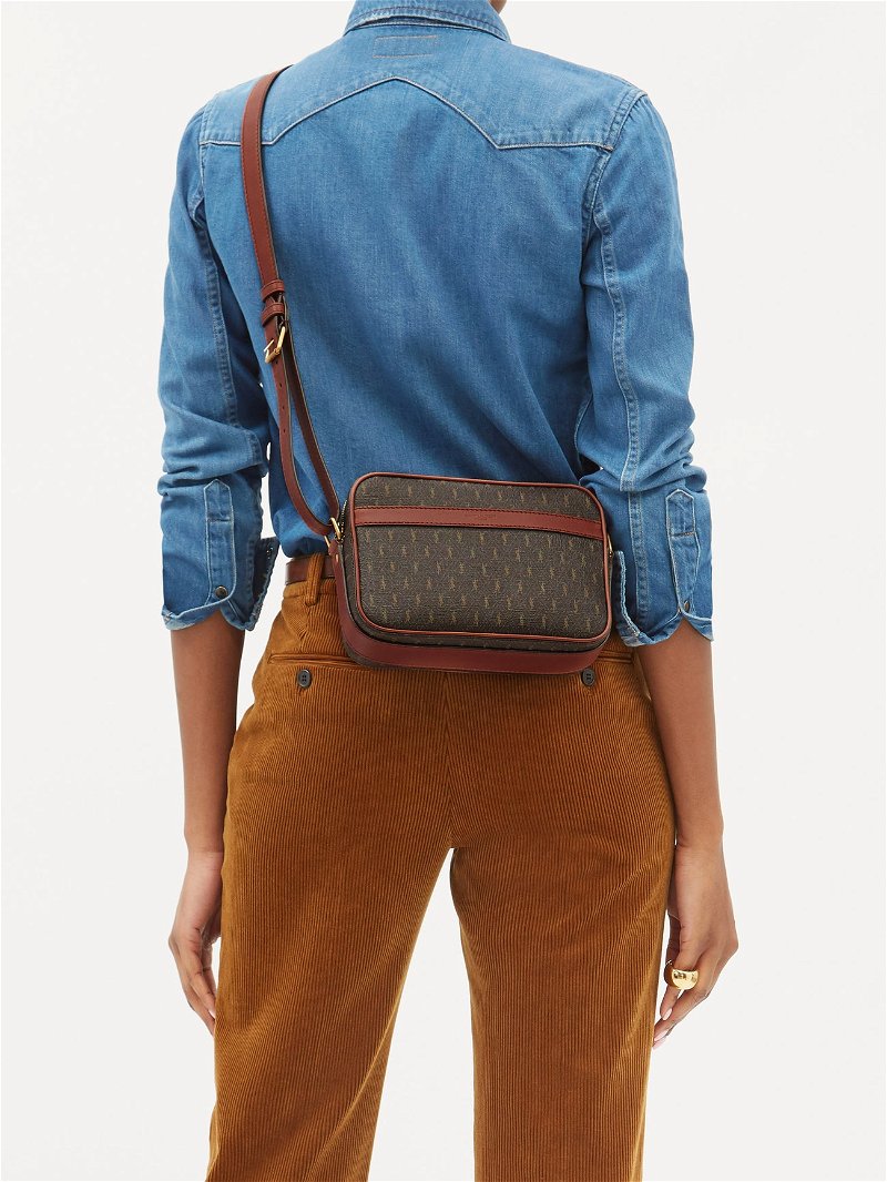Saint Laurent - Le Monogramme Coated-canvas Shoulder Bag - Womens - Dark Brown