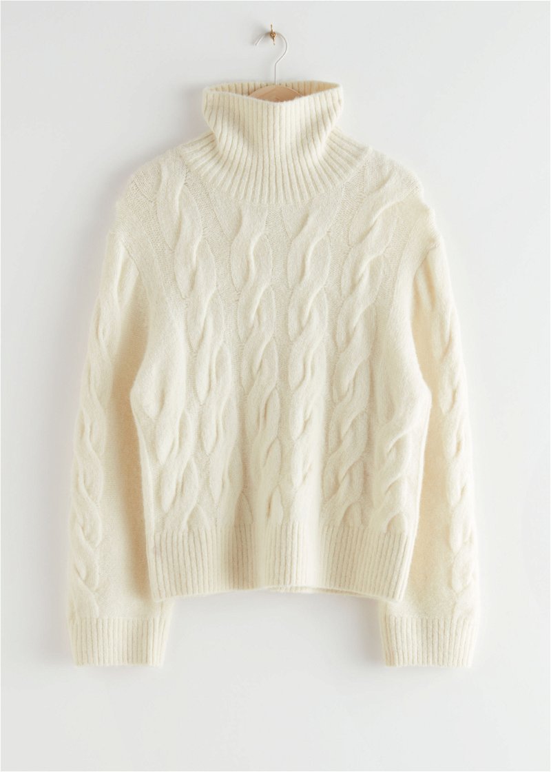 & OTHER STORIES Oversized Alpaca Blend Turtleneck Knit Sweater in Creme ...