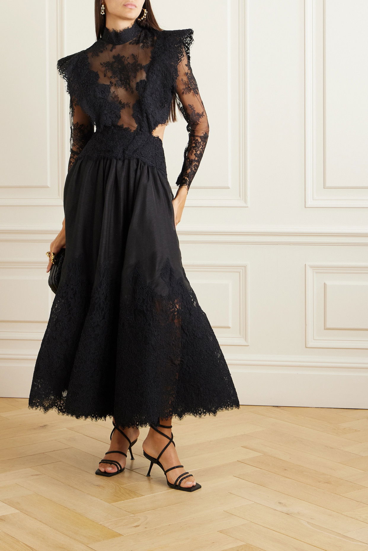 chinese dress ladies Zimmermann Sensory Lace Midi Dress Tea
