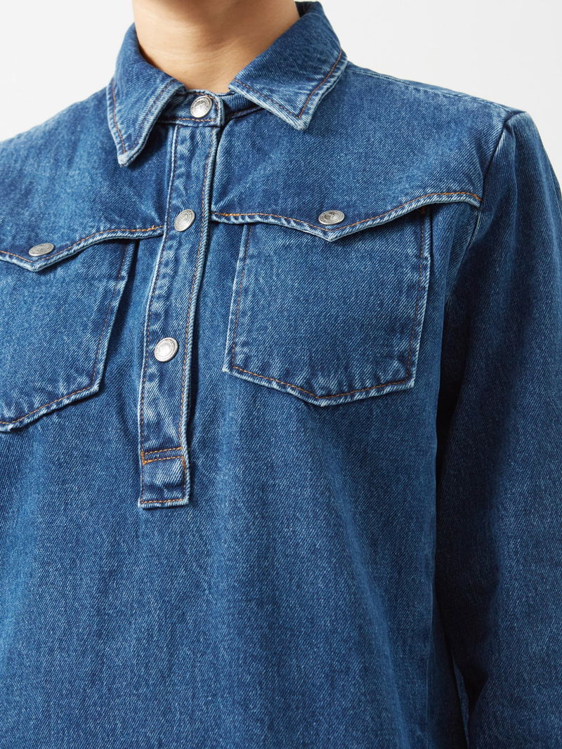 apc denim shirt dress A.P.C. Suzanne Shirt Dress - Pale Blue