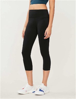 SWEATY BETTY Power Cropped Stretch-Woven Leggings in Black Faceted Floral