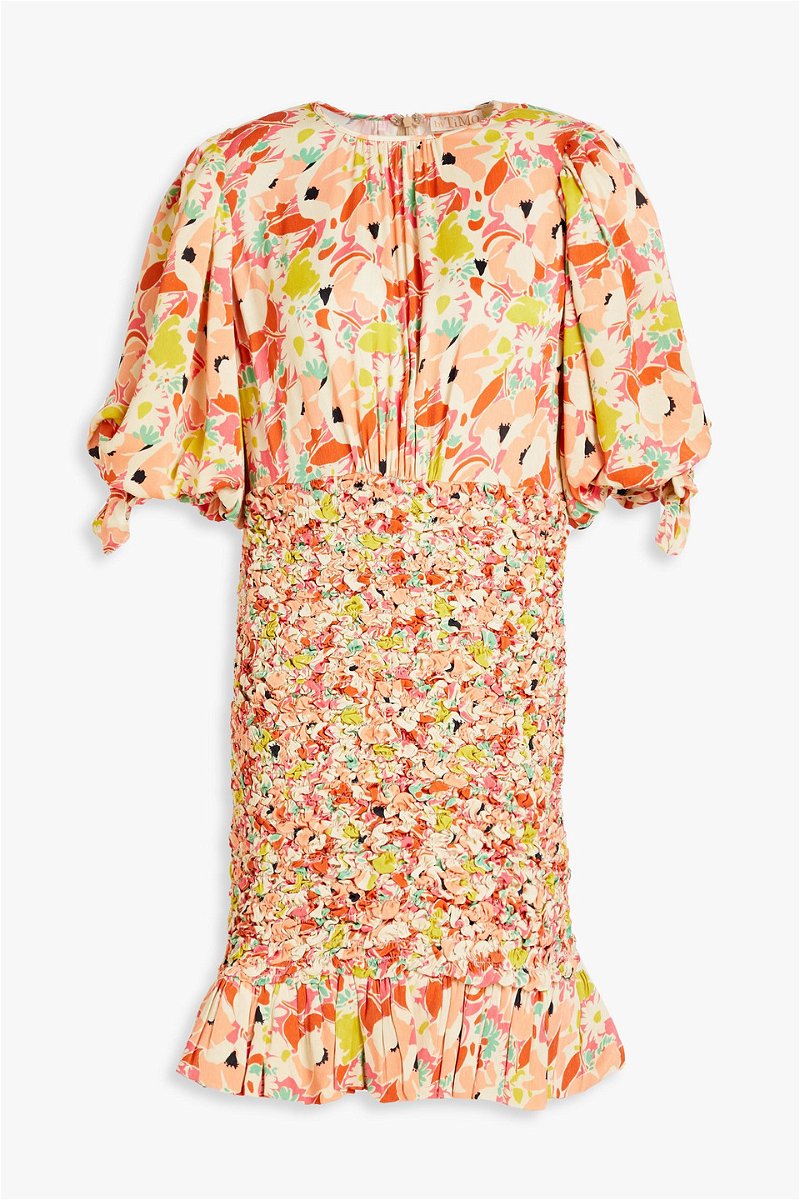 FLORAL PRINT SATIN EFFECT DRESS - Multicolored