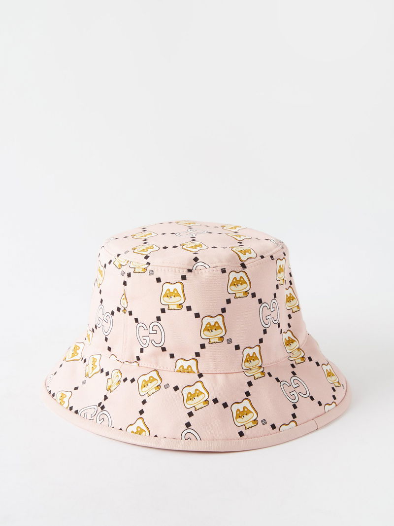 GUCCI Gucci x Pikarar - Kawaii And GG-Print Twill Bucket Hat 