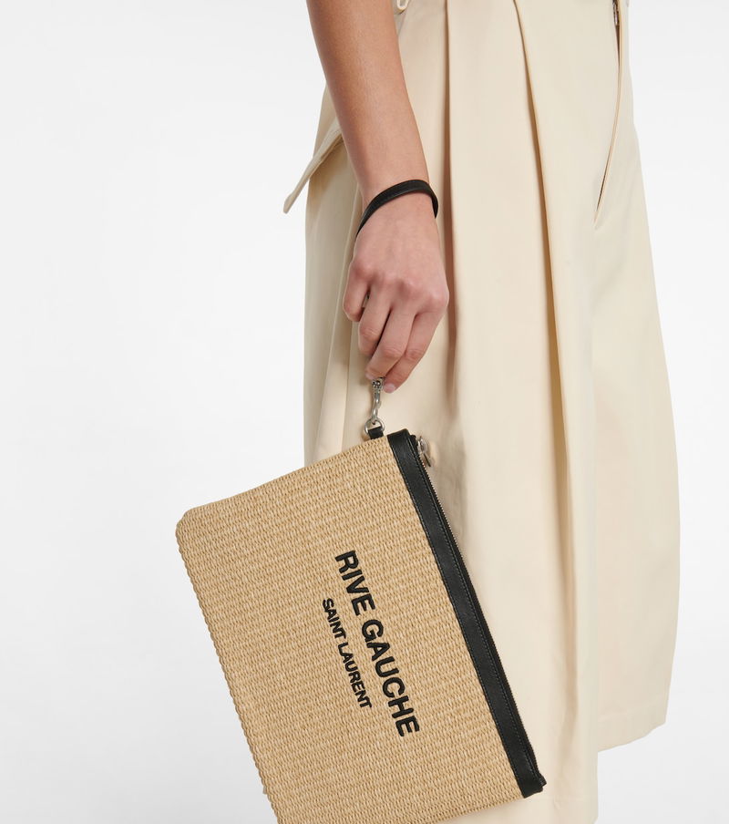 SAINT LAURENT Rive Gauche Raffia Pouch endource