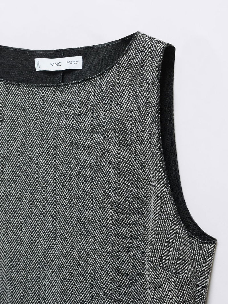 Mango Marti Short Knitted Dress In Grey 