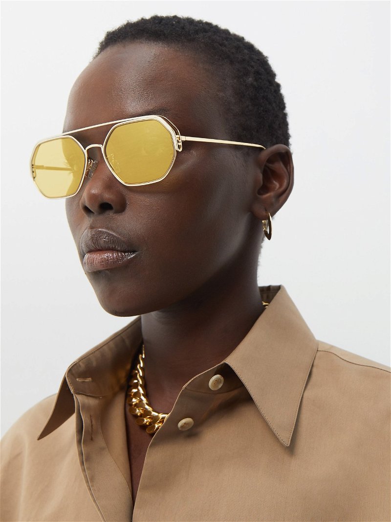 Fendi - Fendi O'Lock - Hexagonal Sunglasses - Gold Green