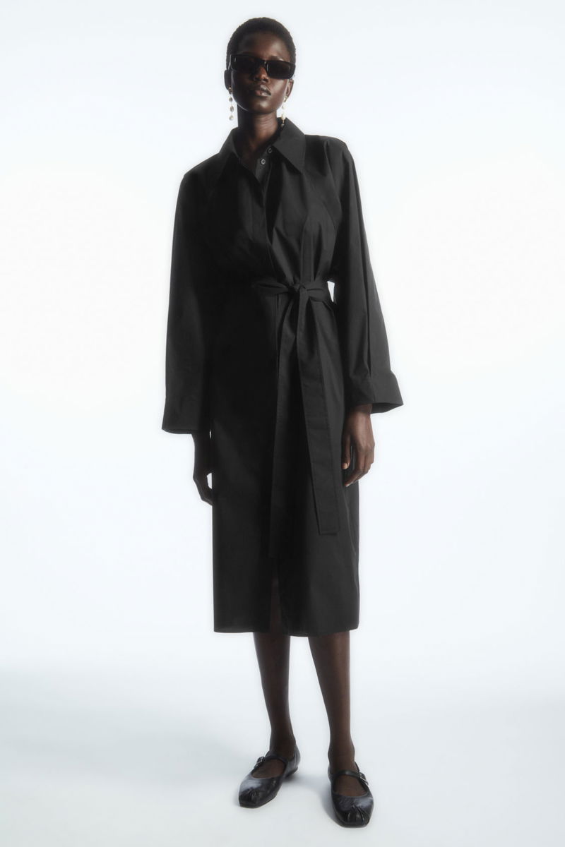 belted midi shirt dress cos BELTED MIDI SHIRT DRESS - BLUE